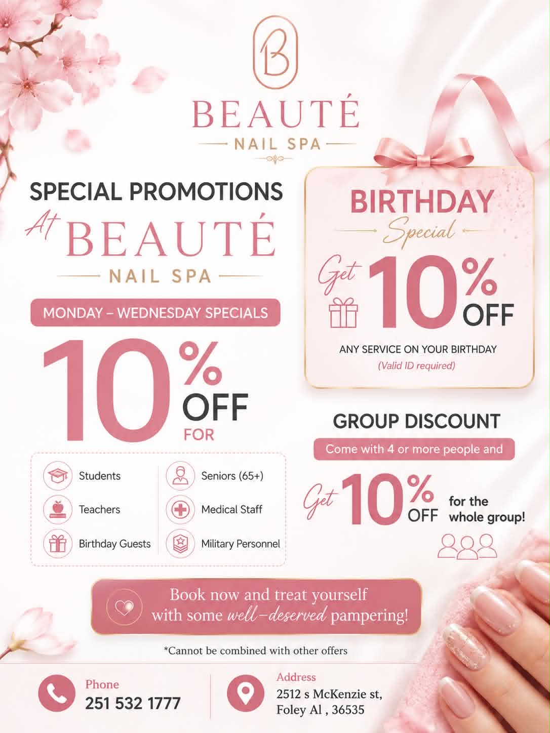 Special promotions at Beaute Nail Spa